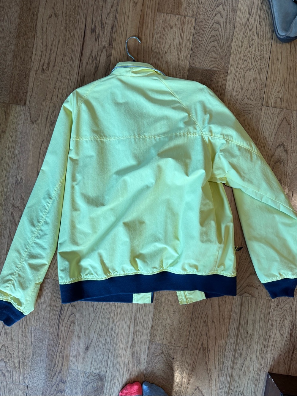 Lands' End Men's Neon Yellow Bomber Jacket with Navy Trim